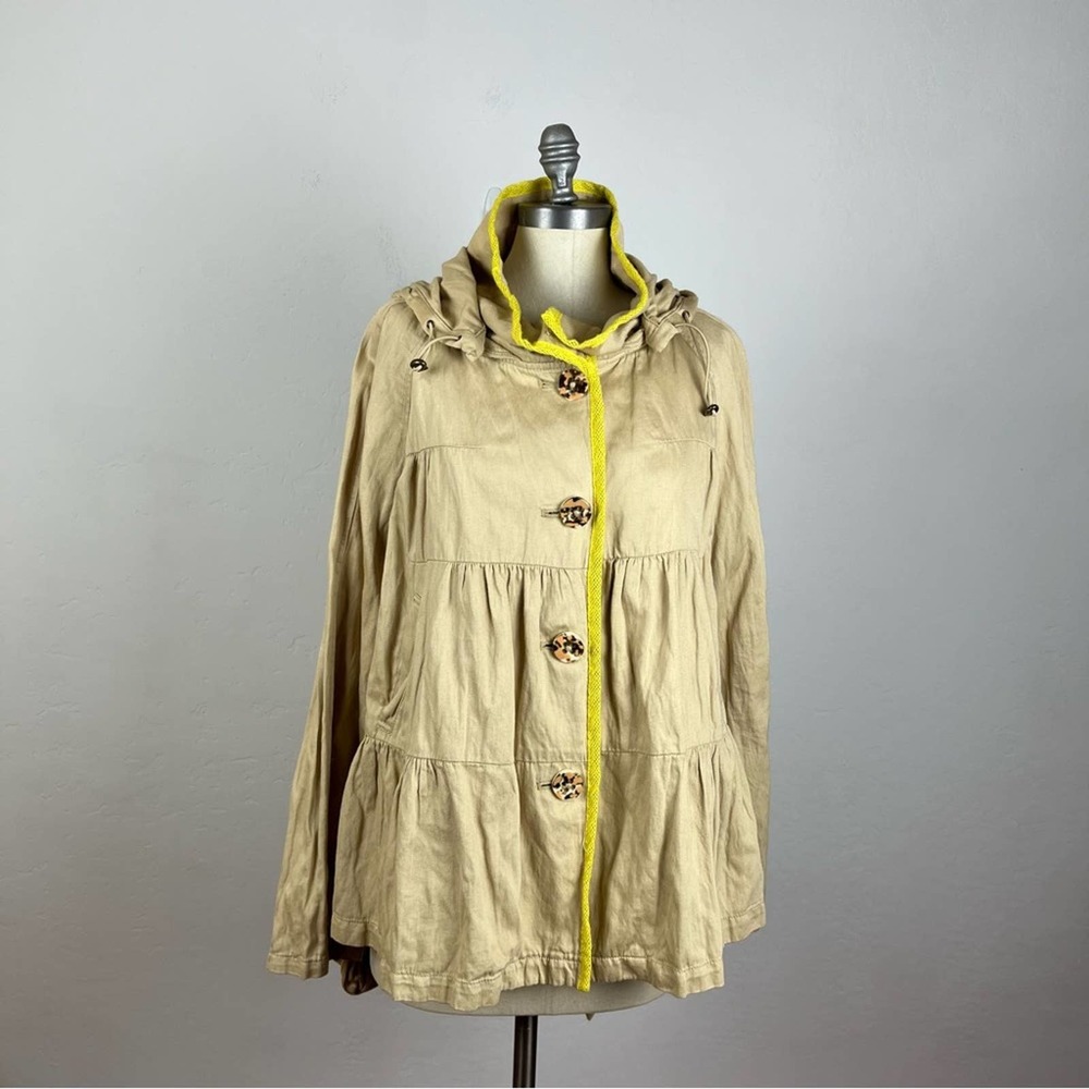 Anthropologie Hei Hei Tan Yellow Trim Swing Jacket